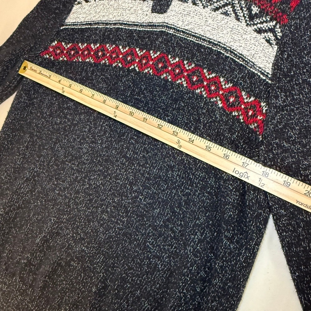 Chaps Mens Fair Isle Quarter Button Mock Neck Sweater Gray Red Size Medium - Picture 4 of 5